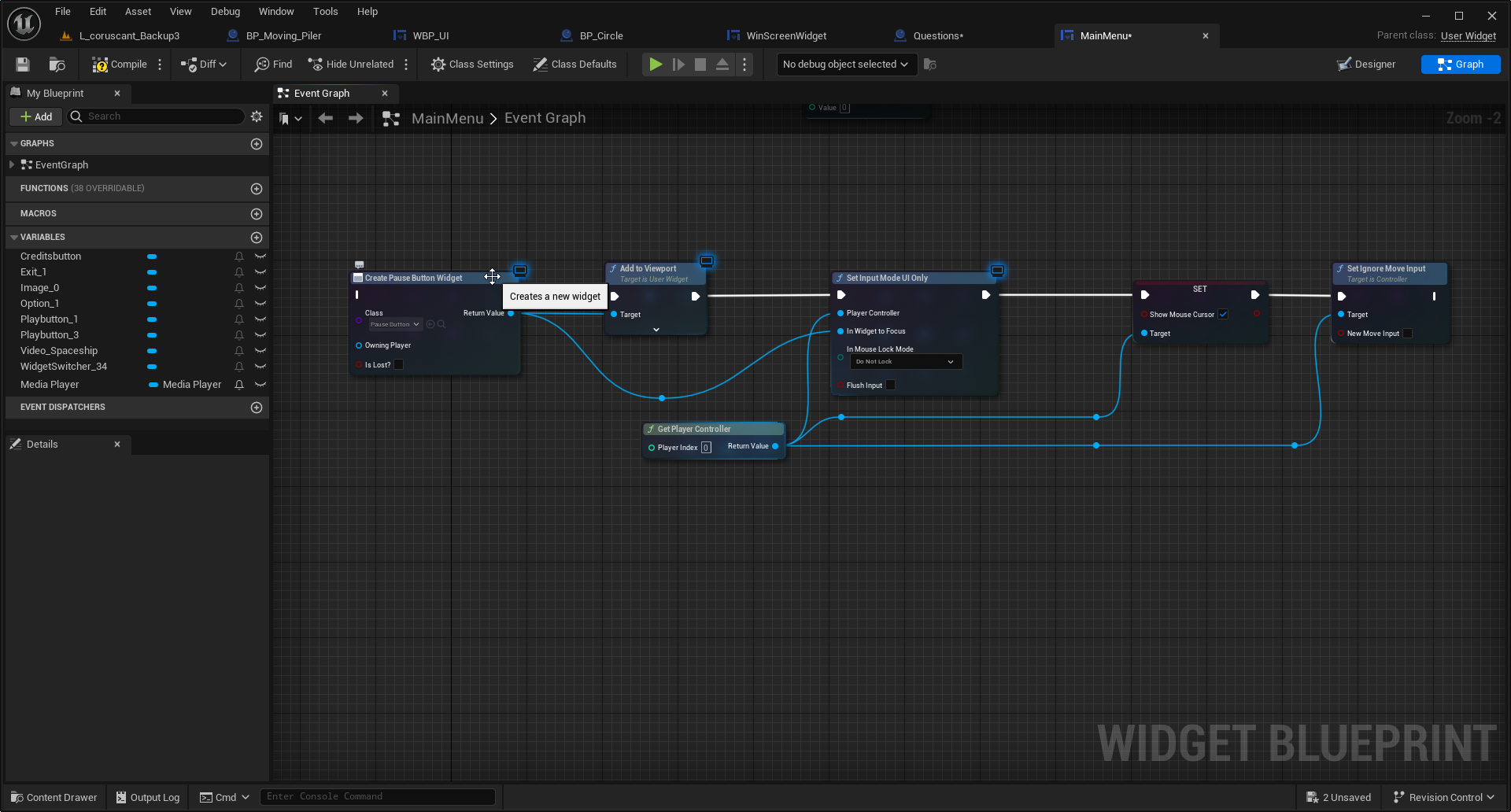 Main Menu Blueprint System
