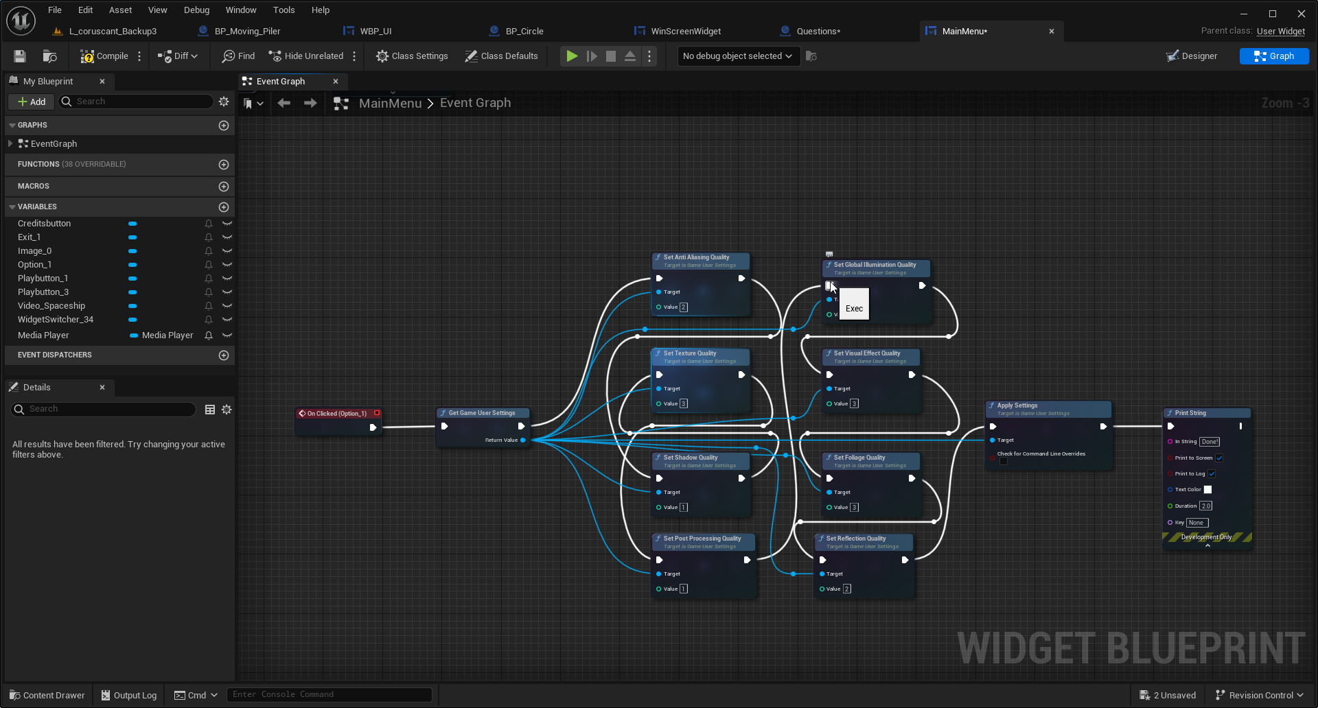 Quality Settings Blueprint System